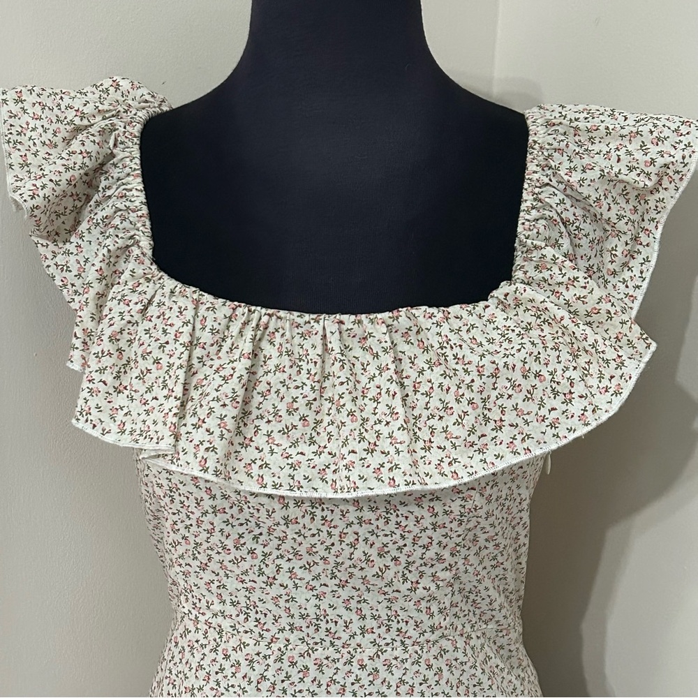 o.p.t. Floral Flax & Cotton Blend Maxi Dress